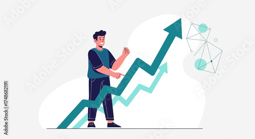 Visualizing Growth: An Upswing, Illustrated, Depicting Achievement and Expansion in Business
