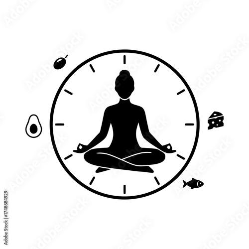 Weight loss diets illustration of intermittent fasting with yoga