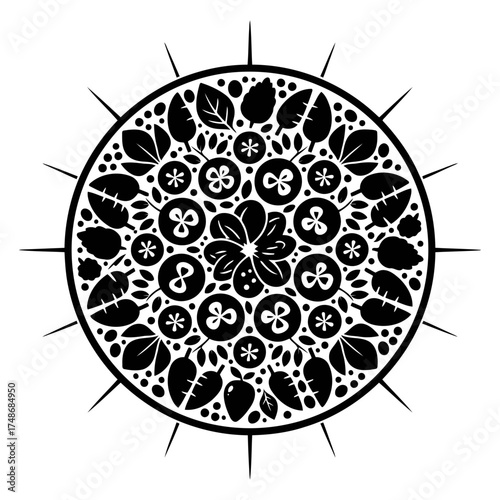 Weight loss diets vector art of floral mandala with intricate details and symmetrical design