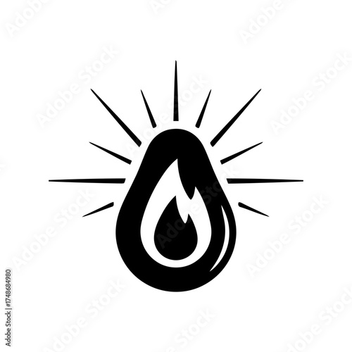 Weight loss diets vector art of avocado with flame inside, representing healthy fats burning