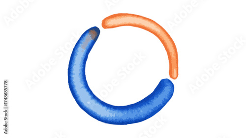 blue orange watercolor stain in ring shape isolated on transparent background