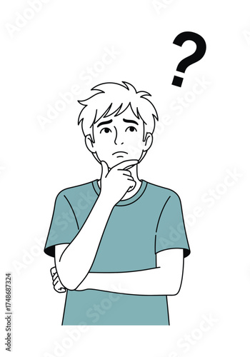 Vector art of man with question mark is thinking