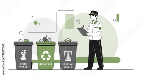 Waste Management Professional Evaluating Sorting Systems and Environmental Impact