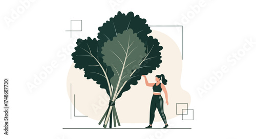 Wellness Advocate Holding Immense Greens Representing Healthy Lifestyle Choices