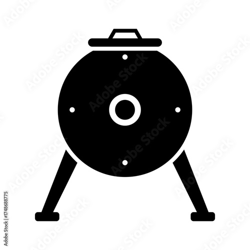 Compost tumbler icon in black silhouette style representing eco-friendly gardening tools