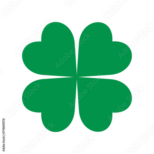 St Patrick's Day. Lucky Four-leaf clover, Green Four leaf clover vector icon. Lucky and happiness concept. Shamrock - green four leaf clover icon. Good luck theme design element.