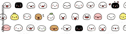 Set of cute hand-drawn doodle characters with various emotions.