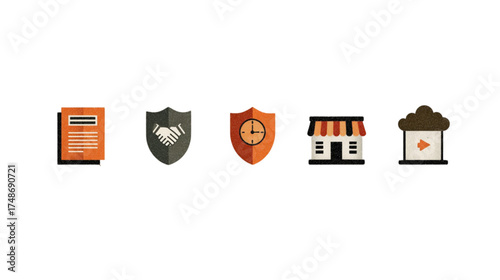 Flat design business and finance icon collection on white background.