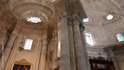 Interior of Cadiz Cathedral, Spain – Sacred architecture and golden light