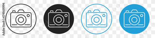 photo camera line icon set