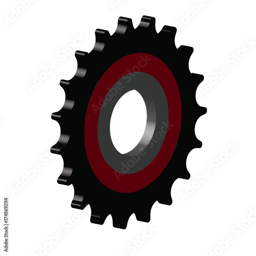 red gear wheels . 3d image of gears