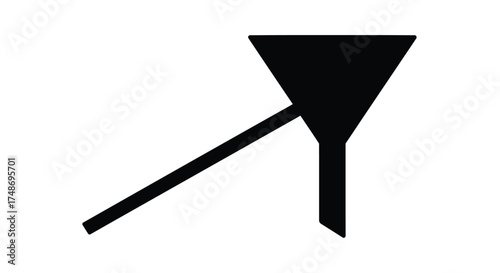 Simple black and white illustration of a geometric shape resembling a funnel