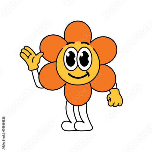 greeting Flower mascot. Flower character mascot