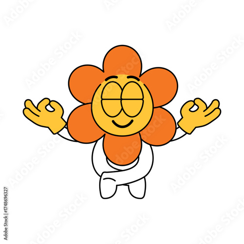 meditating Flower mascot. Flower character mascot