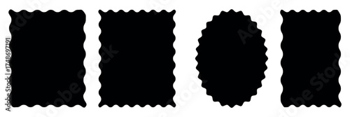 Line wavy rectangle and oval doodle frames for greeting cards, wedding and birthday party, picnic invitations, placards poster and covers. Hand drawn ornament borders for social media template.