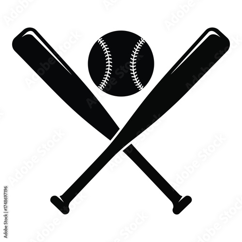 Vector art of baseball bat and ball crossed for sport concept