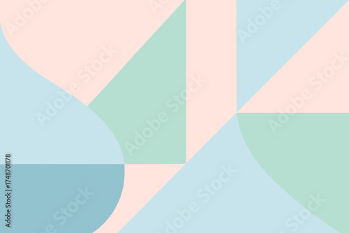 A modern abstract design featuring soft pastel tones and geometric shapes, creating a calm and harmonious visual effect