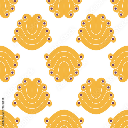 Seamless pattern with saffron buns, Swedish Christmas pastry - hand drawn vector illustration.