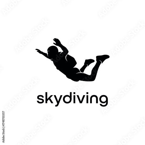 Skydiving Vector Illustration Silhouette Jumpsuit Sport Extreme Activity Isolated