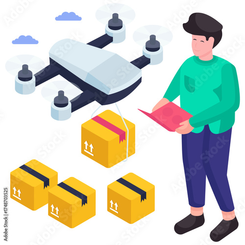 Modern design illustration of drone delivery