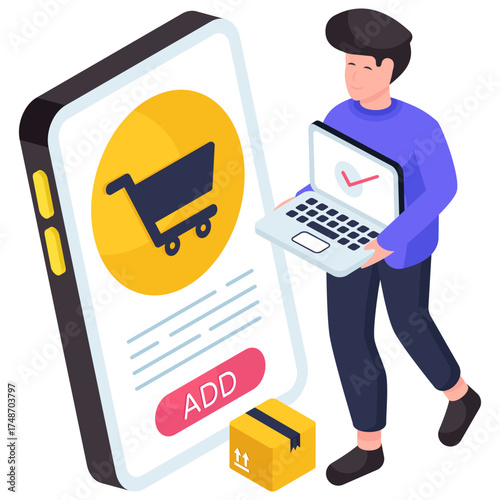 Modern design illustration of mobile shopping