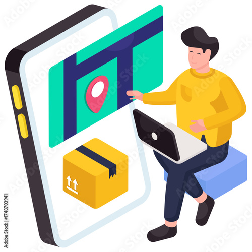 An illustration design of online parcel order 