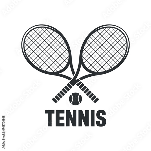 Tennis Sport Rackets Ball Silhouette Game Competition Athlete Training Equipment Vector
