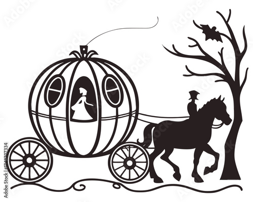 horse and carriage vector isolated on white background. high definition quality And vibrant color grading Available.