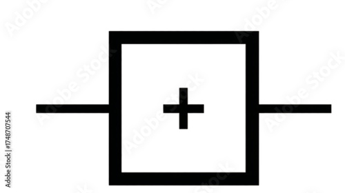 Block diagram symbol for a summing junction or adder.