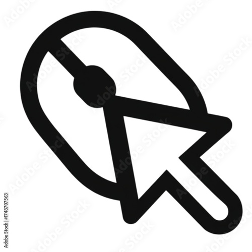 Forbidden mouse pointer icon in black line art style.