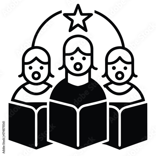 carol singers silhouette vector icon