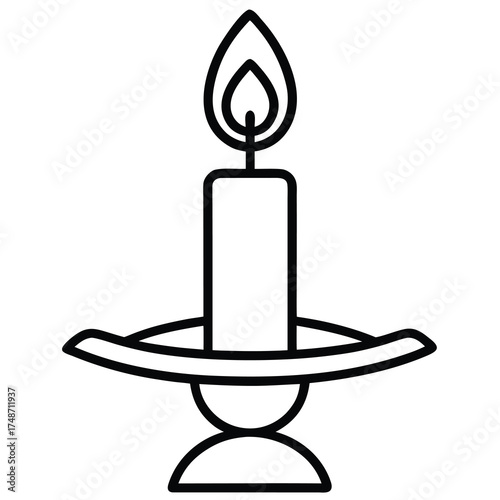 christmas candle holder silhouette vector icon