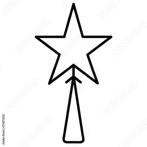 christmas tree topper silhouette vector icon