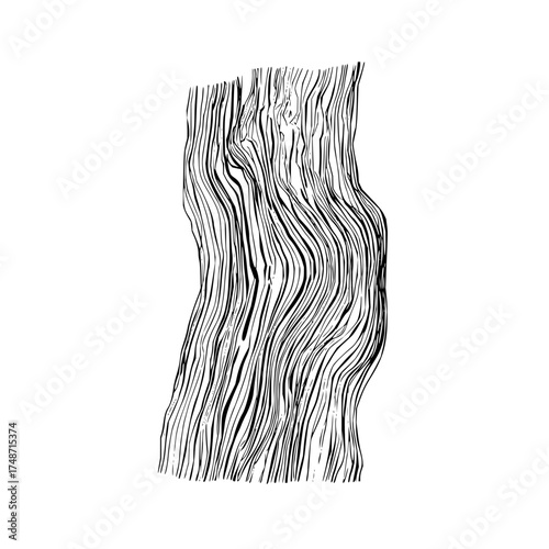 Abstract monochrome rendering of a textured wooden plank with parallel lines and grain details visible