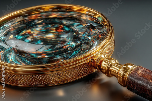Realistic transparent magnifying glass vector illustration isolated on white background — search and zoom concept design