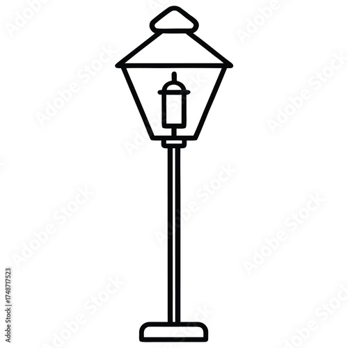 snow covered street lamp silhouette vector icon