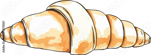 Watercolor vector illustration of a croissant.