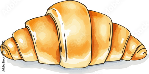 Watercolor vector illustration of a croissant.