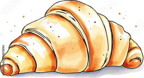 Watercolor vector illustration of a croissant.