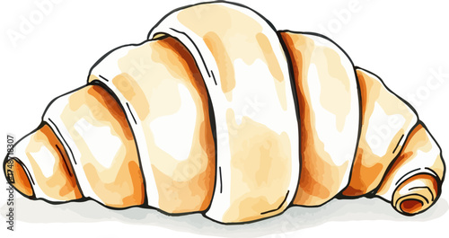 Watercolor vector illustration of a croissant.