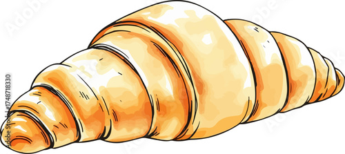 Watercolor vector illustration of a croissant.
