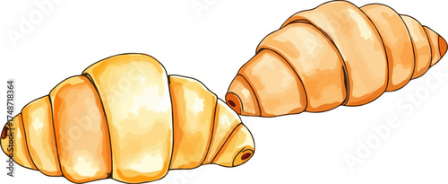 Watercolor vector illustration of a croissant.
