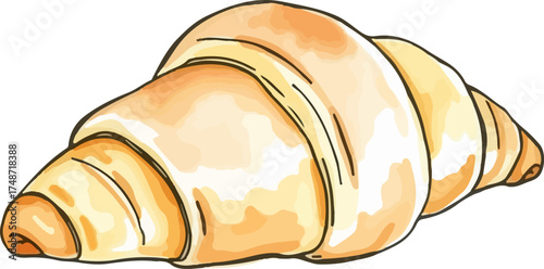 Watercolor vector illustration of a croissant.