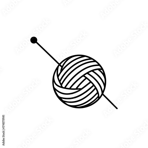 Yarn ball with knitting needle