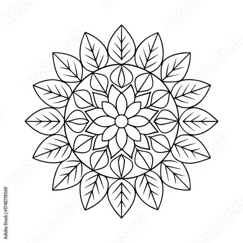 Leaf Motif Circular Mandala Vector