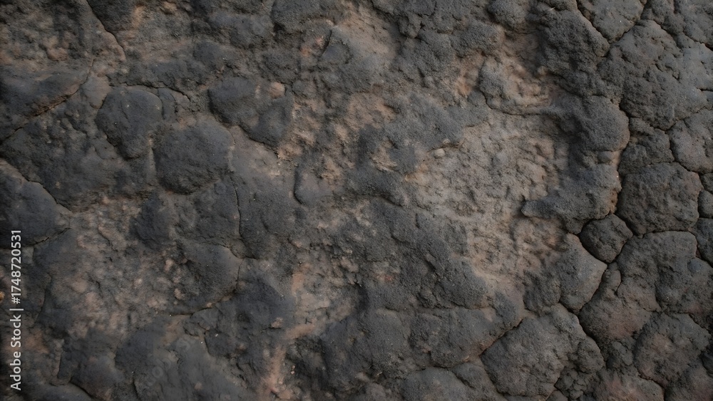 Fototapeta premium Dark cracked basalt rock texture background