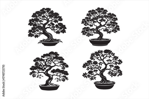 Bonsai tree silhouette vector art file