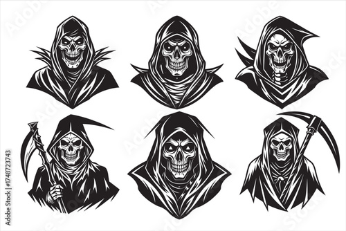 Grim reaper skull silhouette vector art file
