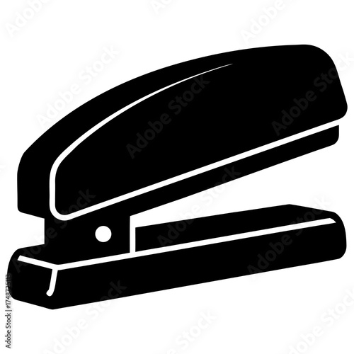 Black stapler with staples isolated on white background for office use