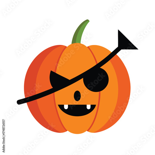 halloween pumpkin pirate with eye patch and sword